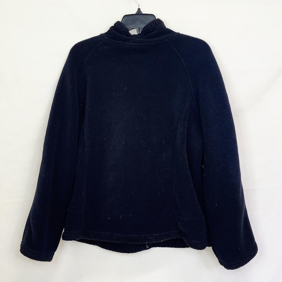 GreenTea Black Fleece Mock Neck Zip Up Jacket - Picture 2 of 5